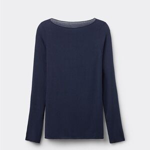 Intimissimi Boat Neck Longsleeve Top - Navy Blue | Size: Small